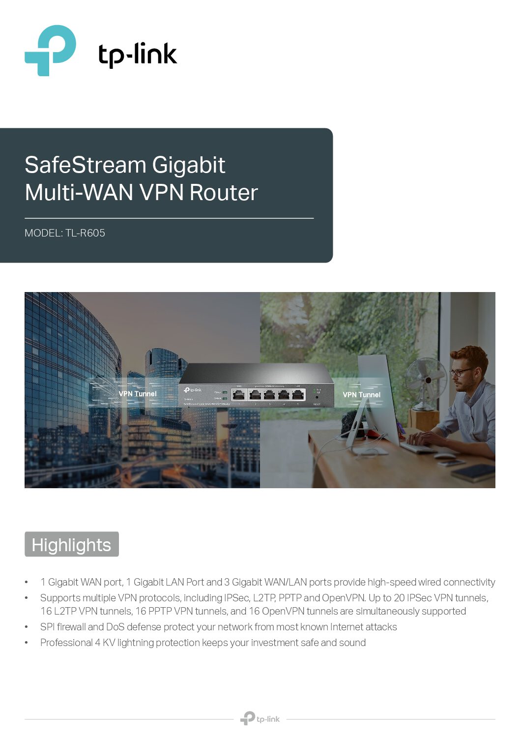 TP-Link SafeStream Gigabit Multi-WAN TL-R605 SHOP VPN รุ่น - AB Router