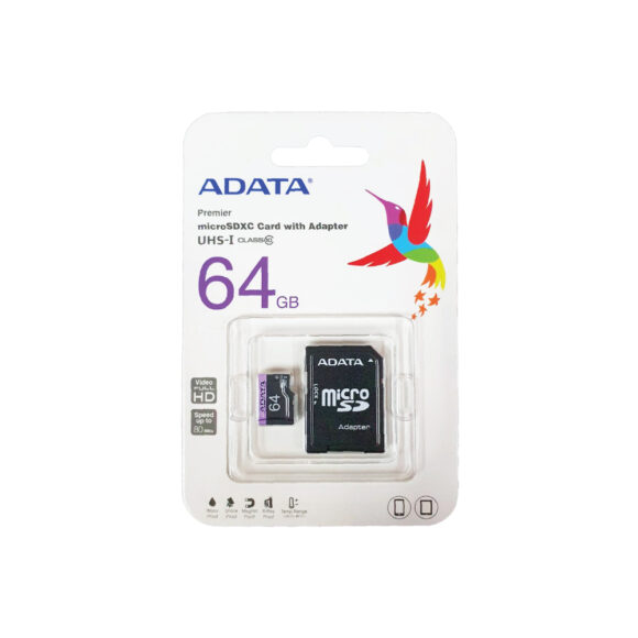 ADATA Micro SD Card เมมโมรี่การ์ด 64 GB รุ่น AUSDX64GUICL10-RA1