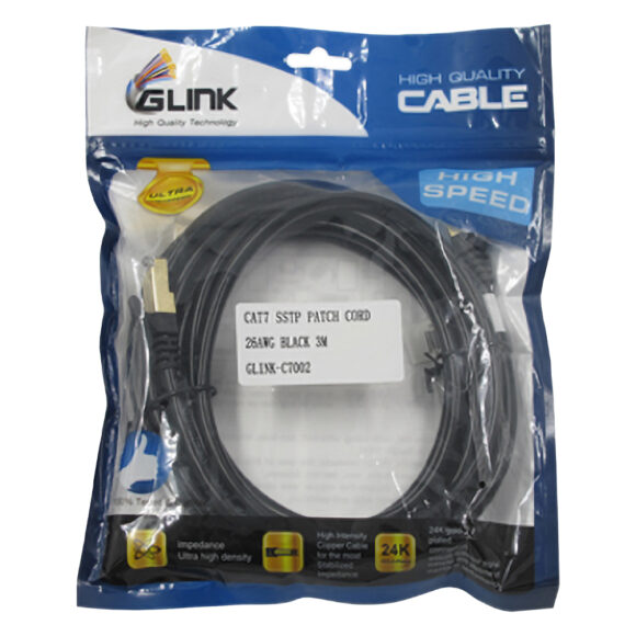 GLINK สาย CAT7 SSTP PATCH CORD 26AWG BLACK (3 M) รุ่น GLINK-C7002(20678) - Image 3