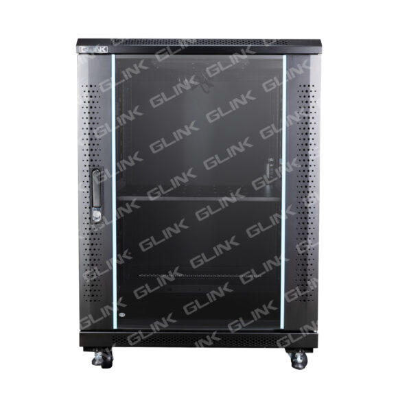 GLINK ตู้แร็ค 15U ลึก 80 ซม. ขนาด 60x80x85.5 ซม. รุ่น GC15U(80CM)(แถมฟรี! ถาด 1 ใบ พัดลม 1 ชุด) (สีดำ)(24483)